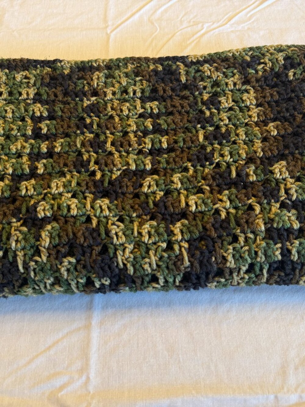 Camo Crochet Prayer Shawl 58" x 47"